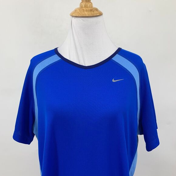 Nike Dri Fit V Neck Tee Womens XL Extra Large Harbor Vented Performance Shirt - Picture 4 of 12